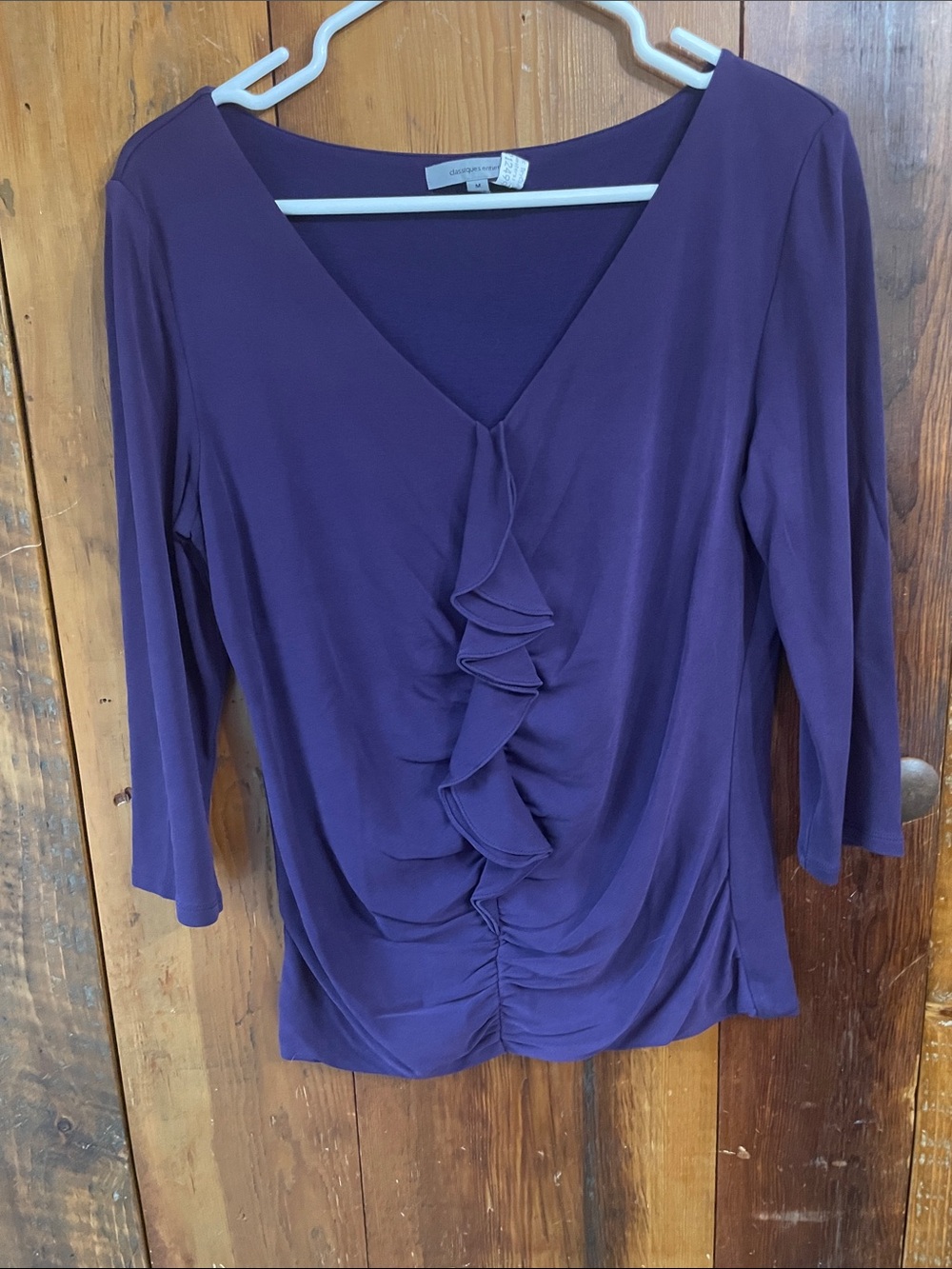 Classiques Entier Plum Ruffle V-Neck Long Sleeve Top